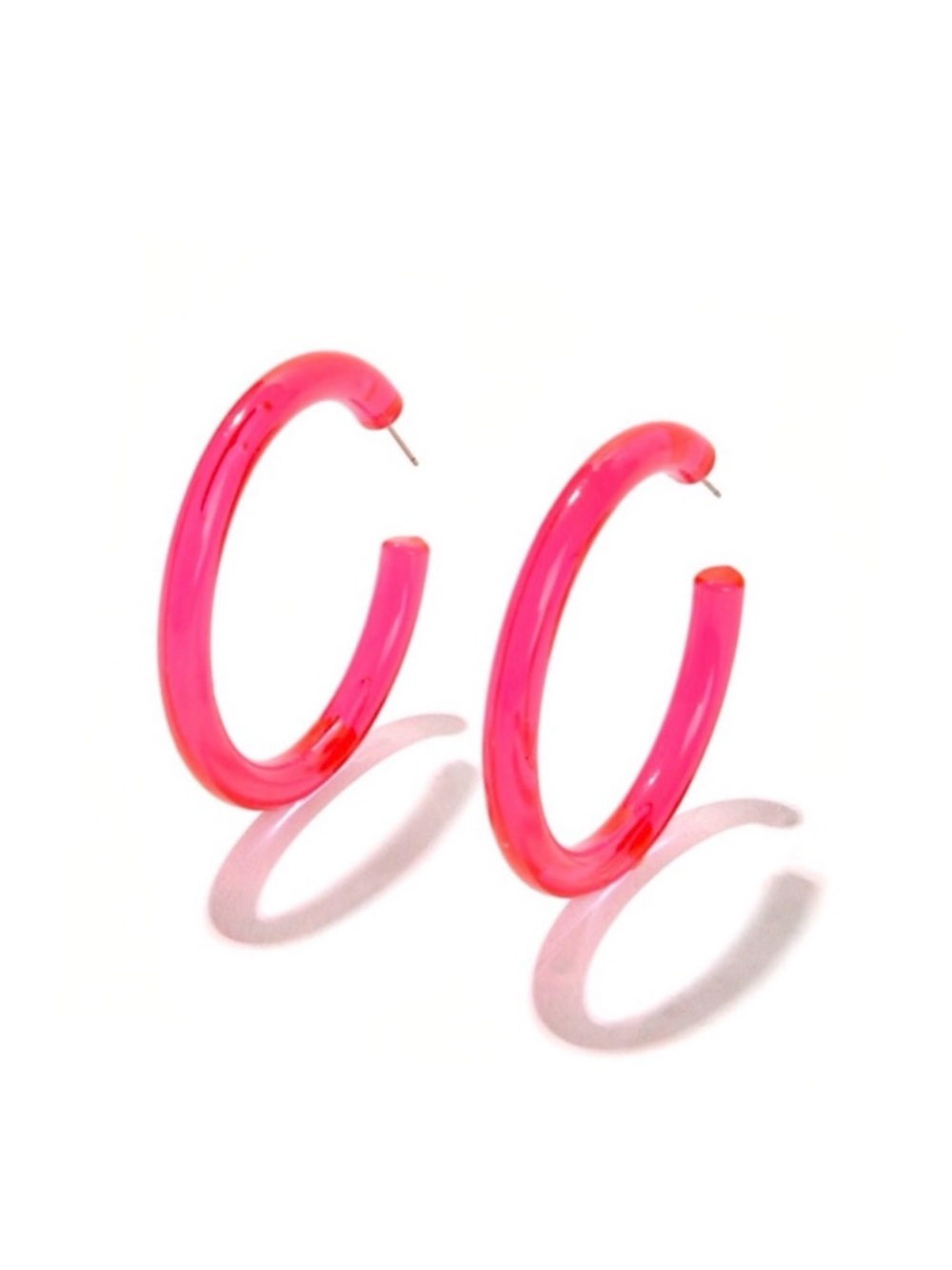 NWT Pink Acrylic 2” Hoops with Post Backs